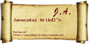 Janecskai Arikán névjegykártya